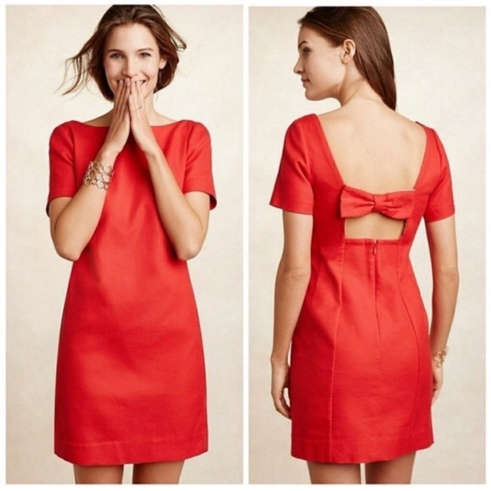 Anthropologie Maeve Red Mini Dress with Bow Back